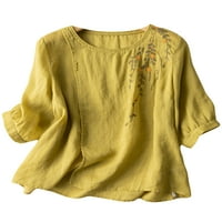 Glookwis dame baggy majica vintage tee moda boemijski pulover ljetni rukavi za posadu od vrata tunika