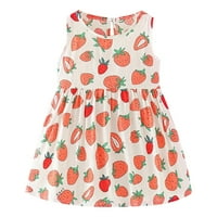 Dječje djevojke oblače od jagode bez rukava od jagoda ruffle trip proljeće ljeto slatka crtana crtana