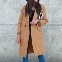 Caicj kaputi za žene povremena lagana težina tanka dugačak jakni kaput dugih rukava gumbi džepni kaputi