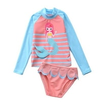 Djevojčice za bebe Mermaid Fish Rash Guard Dvodijelni set kupaćih kostimu - bikini s dugim rukavima