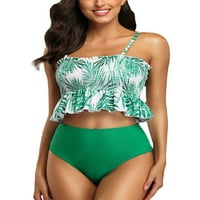 Plus sizene žene cvjetni plivajući kupaći kostimi visokog struka Bikini set za plažu za kupanje kupaći