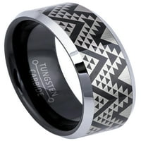 Havajski dizajn uzorka Tungsten karbidni prsten - udobnost Fit Polirani završni cilj Tungsten Vjenčani opseg - AZCTEC dizajn volfram prsten - 12