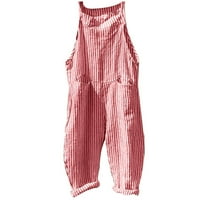 Ljetni kombinuit za žene ugrađene ženske ležerne modne džepne pantalone bez rukava prugaste šumske pantalone