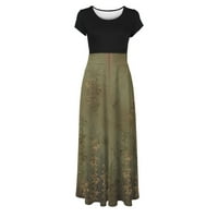 Ženska patchwork Maxi podne haljina klimana dužina Dužina rublja okrugla vrat Modni trendovi haljine