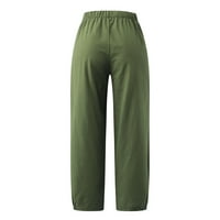 Pune hlače za žene Ljeto Žene Ležerne prilike labave boje džepova Elastične struke Udobne hlače dužine