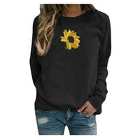 Vivianyo HD Zimski džemperi za žene plus veličine Ženski suncokret tiskani pulover Dugim rukavima dugi