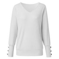 Ženske košulje Fal modne majice s dugim rukavima Solid patchwork V-izrez dugih rukava labav majica bluza