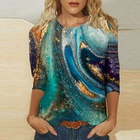 Majica Aoujea Casual for Womens Ljetni ženski modni ispisani labavi majica rukava s rukavima okrugli