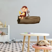 Naljepnice za životinje za njegu Daycare - majmun na drveću panjeva uživanje banana majmun diy & kreativnosti