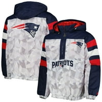 Muški starter Bijeli mornarica New England Patriots Četvrtak Noć Grudiron Raglan Polu-zip jakna s kapuljačom