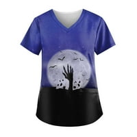 Leylayray vrhovi za žene Žene personalizirani Halloween Print Short rukavi V-izrez V-izrez Radne majice