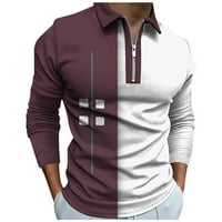 Muški moderni fit Polo majica s dugim rukavima i jeseni ležerni print patentni zatvarač Okrenite bluzu