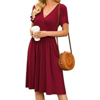 Ploknplq Ljetne haljine Ženska haljina Kolopartymidi haljina Midi haljine za žene Ležerne ljetne haljine za žene Crveni XL