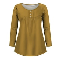 Vrhovi za žene modni ljetni casual srednje dužine dugih rukava bluza okrugli vrat čvrsti vrhovi majica