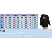 Hanzidakd ženske dukseve žene plus veličine dukserice CREW izrez s dugim rukavima Ležerne prilike, pulover pulover majice smeđa 2xl