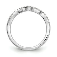 0.20ct. CZ Čvrsti real REAL 14K bijeli zlatni konturirani vjenčani vjenčani prsten