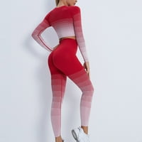 Kompleti za vježbanje za žene dugih rukava na vrhu Hlače hlače odijelo joga hlače casual modni bodybuilding odijelo, crveno, s