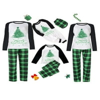 Porodica podudaranje božićne pidžame set dugih rukava Ispis raglan vrhovi + hlače set podudaranja salonaca