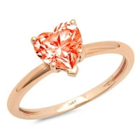 2. CT Sjajno srce Clear Simulirani dijamant 18k 18k Rose Gold Solitaire prsten SZ 7.75
