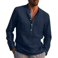 SHPWFBE Fall odjeća muško majice dugih rukava za muškarce casual moda gornja bluza štand košulja s dugim