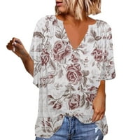 Ljetni vrhovi za žene Ljeto V izrez zvona za blube Ležerne prilikom labave saželjene majice Flowy Tunic Graphic majica