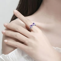 Sehao ljubičasta luk dijamantni prsten elegantni prsten za rhinestone za žene modni puni dijamantni