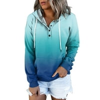 Ketyyh-Chn ženske dukseve jesen solidne dukseve casual zimske zip up pulover dugih rukava na dugim rukavima Zip hoodie blue, 2xl
