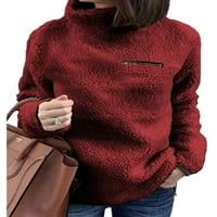 Capreze dukserica sa čvrstim bojama za žene labav fit sherpa pulover jeseni dugih rukava s dugim rukavima