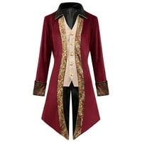 TAWOP muški muški muški kaput od gotičkog kaputa ispisano Steampunk srednjovjekovni repni uniformni kaput crvena 4