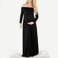 Baycosin ženske haljine dame dame moda od ramena s dugim rukavima Fotografija rukava brisanje duge haljine materinstvo crno, crveno s-xxl
