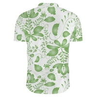 B91XZ majice za muškarce Custom Logo Muške košulje Postavlja kratki rukav Ležerni gumb dolje na plaži cvijeću i kratke hlače odijela Muške zelene boje, veličine 3xl