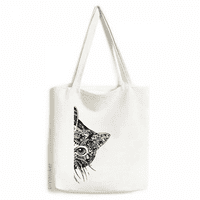 Crtanje crta crna mačka glava životinja tote platnene torbe s kupovinom satchel casual torba