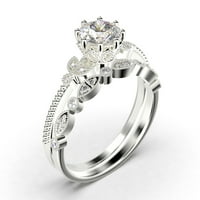 Prekrasno 1. Carat okrugli rez dijamantski prsten za cvjetni angažman, antikni vjenčani prsten, jedan