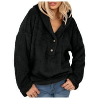 Adviicd vuneni kaputi za žene Ženska nejasna rever Otvoreno prednja odjeća Modni zimski zboropajni kardigan jakne sa džepovima