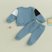 Qinghua Newborn Baby Boy Fall Outfits Controst Boja dugih rukava dugih rukava i elastične hlače TrackSUIT plavi 12-mjeseci