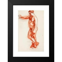 Magnus Enckell Crni moderni uokvireni muzej umjetnički print naslovljen - stoji goli čovjek, skica