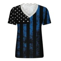 Gacuw Patriotske majice za žene Dan nezavisnosti Osnovni vrhovi za žene Ljeto V izrez Casual Comfort