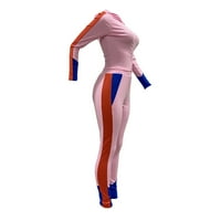 VBNERGOIE Ženske setovi solidne boje patentno hood hauba habaju salon odijelo Sportski set Tors + hlače