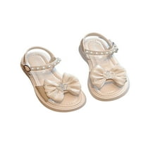 Daeful Girls ravne sandale Ljetne princeze cipele Plaža haljina Sandal Party Lagane biserne bisere Bež 6,5c