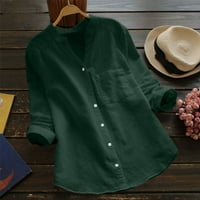 Ne propustite Himeway Puffer jakna Ženska pakirana jakna Ženska ženska pamučna posteljina casual čvrsta majica dugih rukava bluza dolje Green XXL