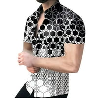 Babysbule muška majica čišćenje muške rever dugme 3D print casual slim fit s kratkim rukavima višebojne košulje