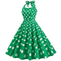FSQJGQ Ljetne haljine Vintage Noverne večernje haljine bez rukava za žene Polka Dot Big Swing Formalna