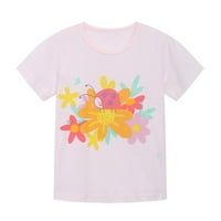 Košulje za teen djevojke Ljeto majica crtani cvjetni životinjski uzorak kratki rukav Crewneck TOP Ležerni
