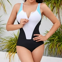 Vedolay Ženski jednodijelni kupaći kupaći kostimi za žene kupaći kostim V izrez O-prsten izrez na stražnjoj strani pune boje Podesivi kaiševi, bijeli l