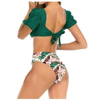 Žene seksi kupaćim kostima Valentines brazilski cvjetni kupaći kostimi dva bikinija set puff rukava