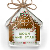 Ornament tiskan jednostrani mjesec i zvijezde zvijezde zeleni plavi prikazivanje božićnog neonblonda