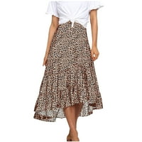 Simplmasygeni ženske suknje zasebne ljetne modne žene šifon casual visoki struk print ruffles a-line nagnuta ljuljačka duga suknja