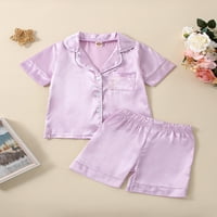 Calsunbaby Toddler Girls Boys Ljeto Satin Padžama setovi odijelo kratkih rukava kratke hlače svilena odjeća 2- godine