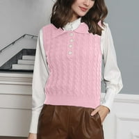 Ženski gornji džemper bez rukava pletenja, ružičasti m