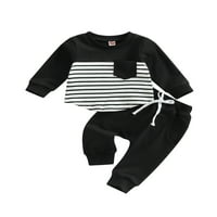 Wybzd Toddler novorođenčad dječačke hlače i košulje set dugih rukava Tees Top Joggers Outfits Fall odjeća Crna 2- godine